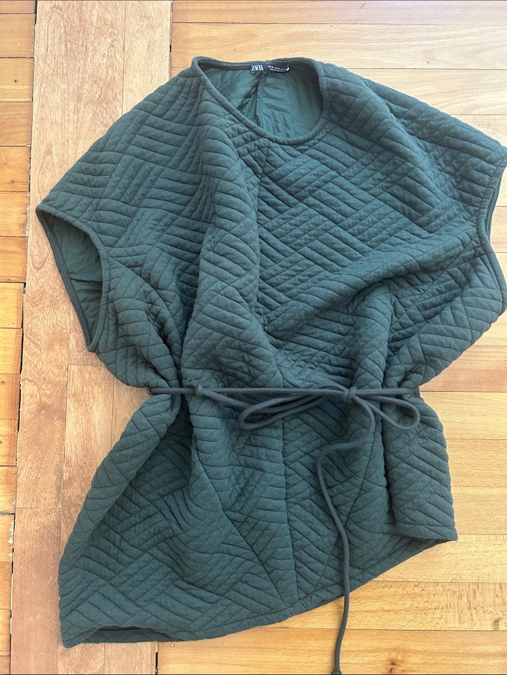 Zara Quilted Sleeveless Tunic - Forest Green
